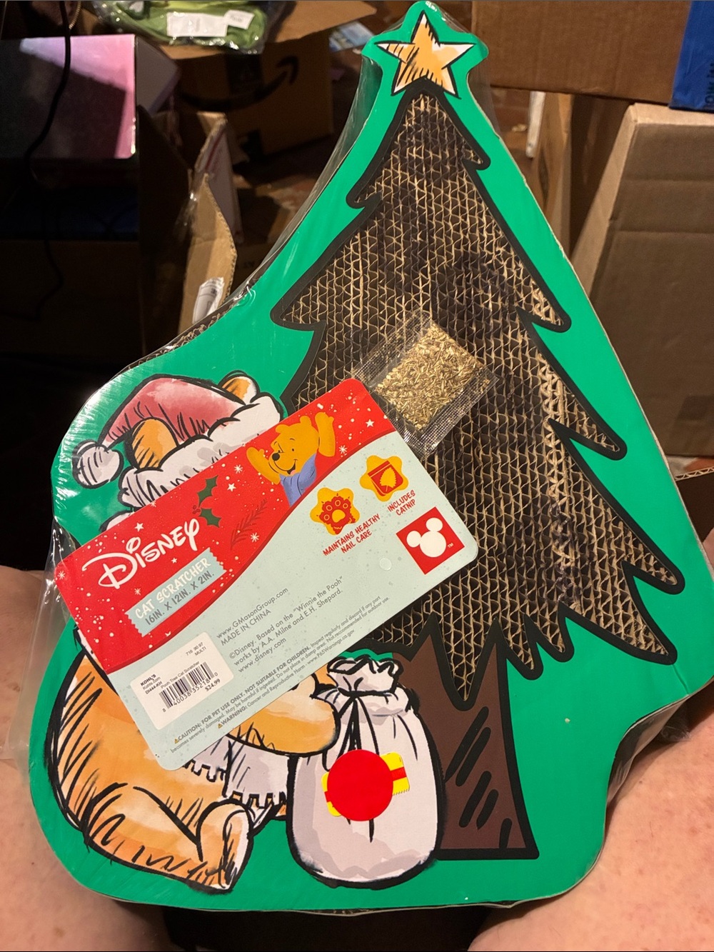 Disney Green Winnie the Pooh Christmas Tree Cat Scratcher